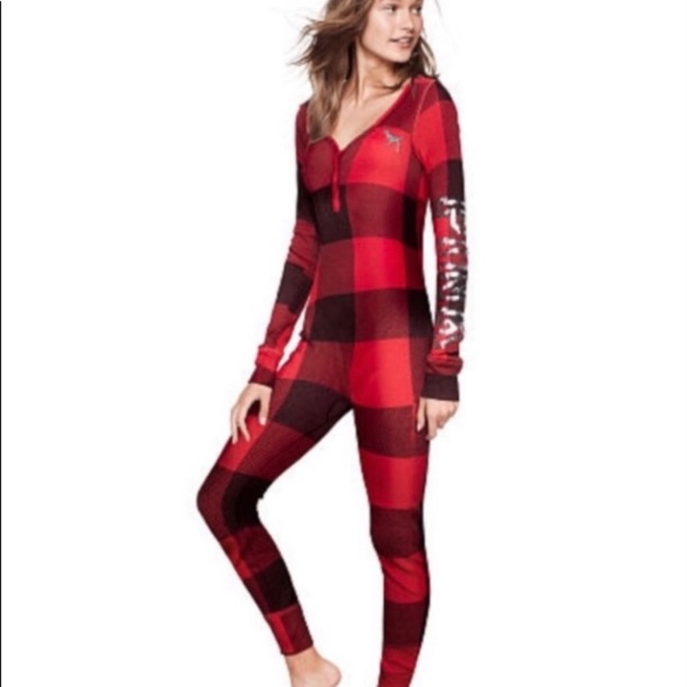 PINK VS Plaid Bling Onesie Sleepwear Size S